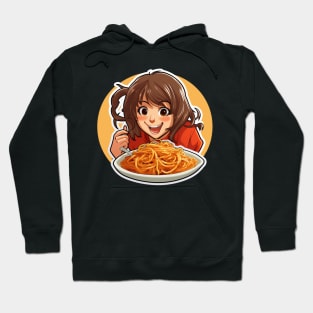 Cute Girl Eating Spaghetti Hoodie